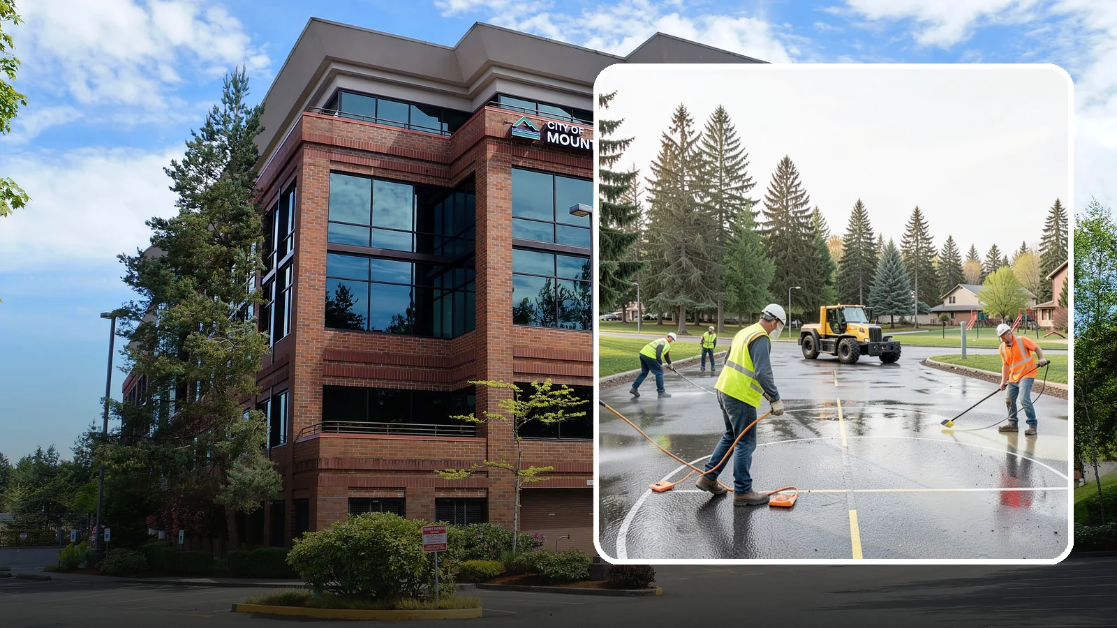Basketball Court Cleaning in Mountlake Terrace, Snohomish County, WA - Pressure cleaning that restores traction and appearance to outdoor public basketball courts.