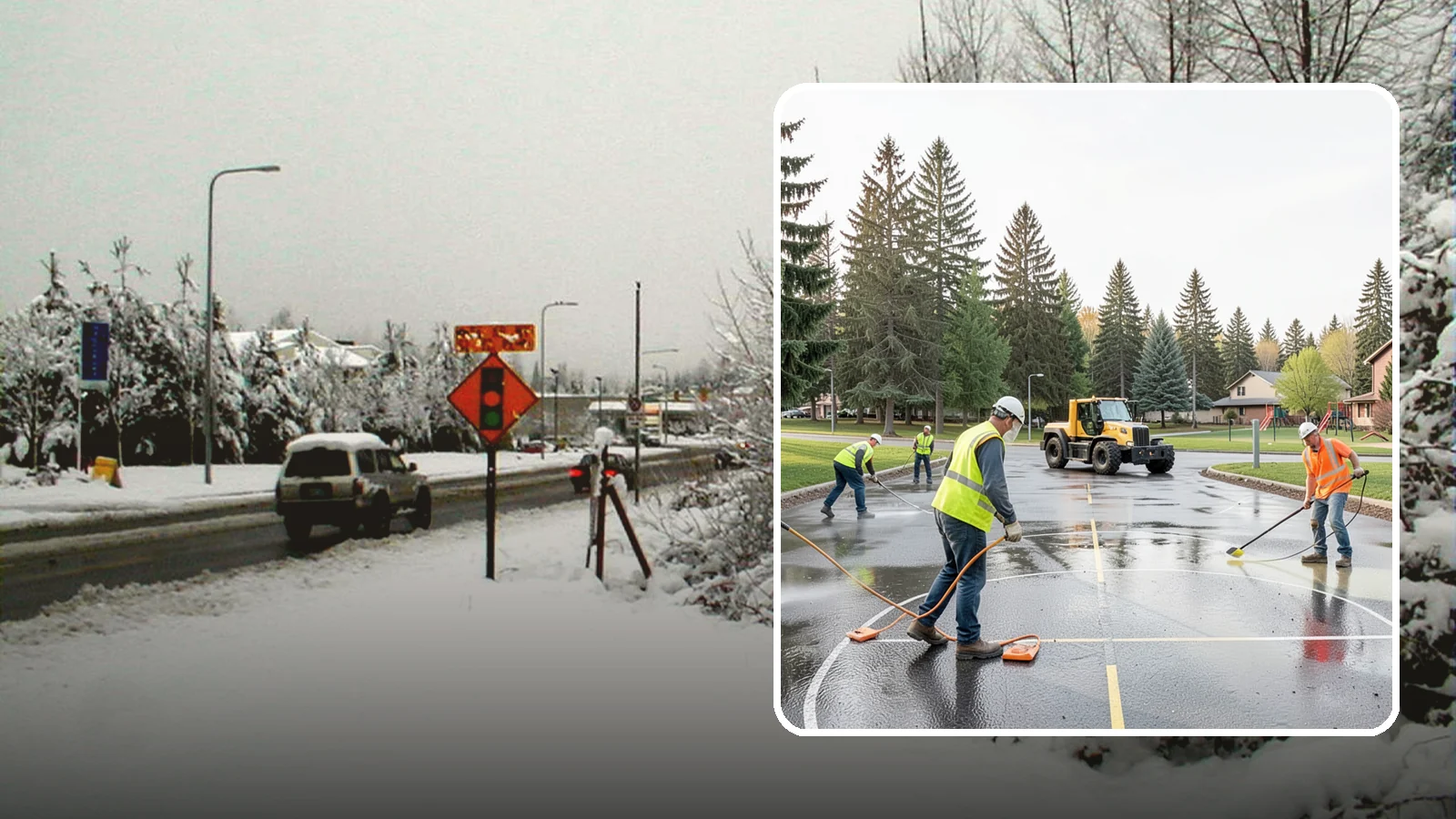 Basketball Court Cleaning in Newcastle, King County, WA - Pressure cleaning that restores traction and appearance to outdoor public basketball courts.