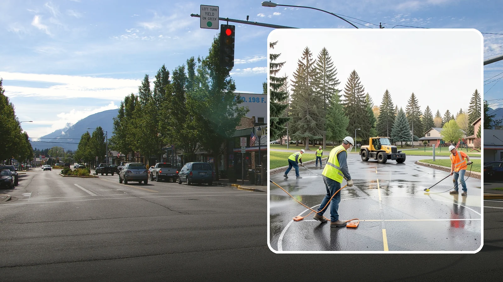 Basketball Court Cleaning in North Bend, King County, WA - Pressure cleaning that restores traction and appearance to outdoor public basketball courts.