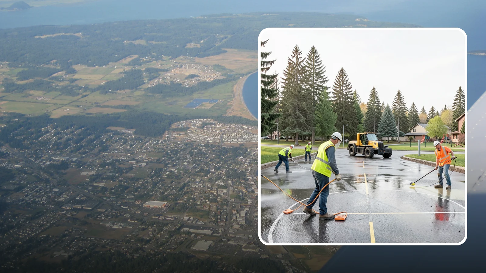 Basketball Court Cleaning in Oak Harbor, Island County, WA - Pressure cleaning that restores traction and appearance to outdoor public basketball courts.