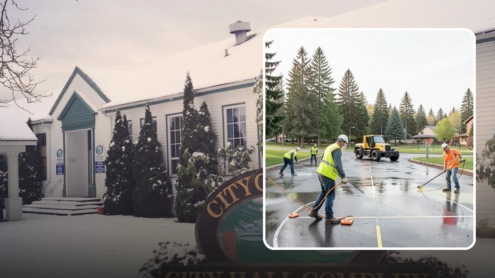 Basketball Court Cleaning in Pacific, King County, WA - Pressure cleaning that restores traction and appearance to outdoor public basketball courts.