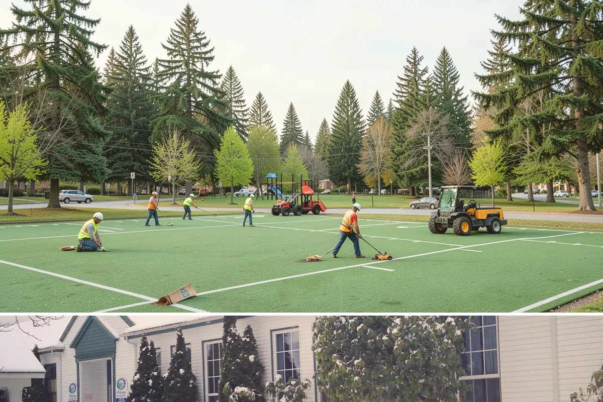 Basketball Court Cleaning in Pacific, King County, WA - Cleaning is most effective from spring through fall, with a pre-season wash recommended before summer programming begins.
