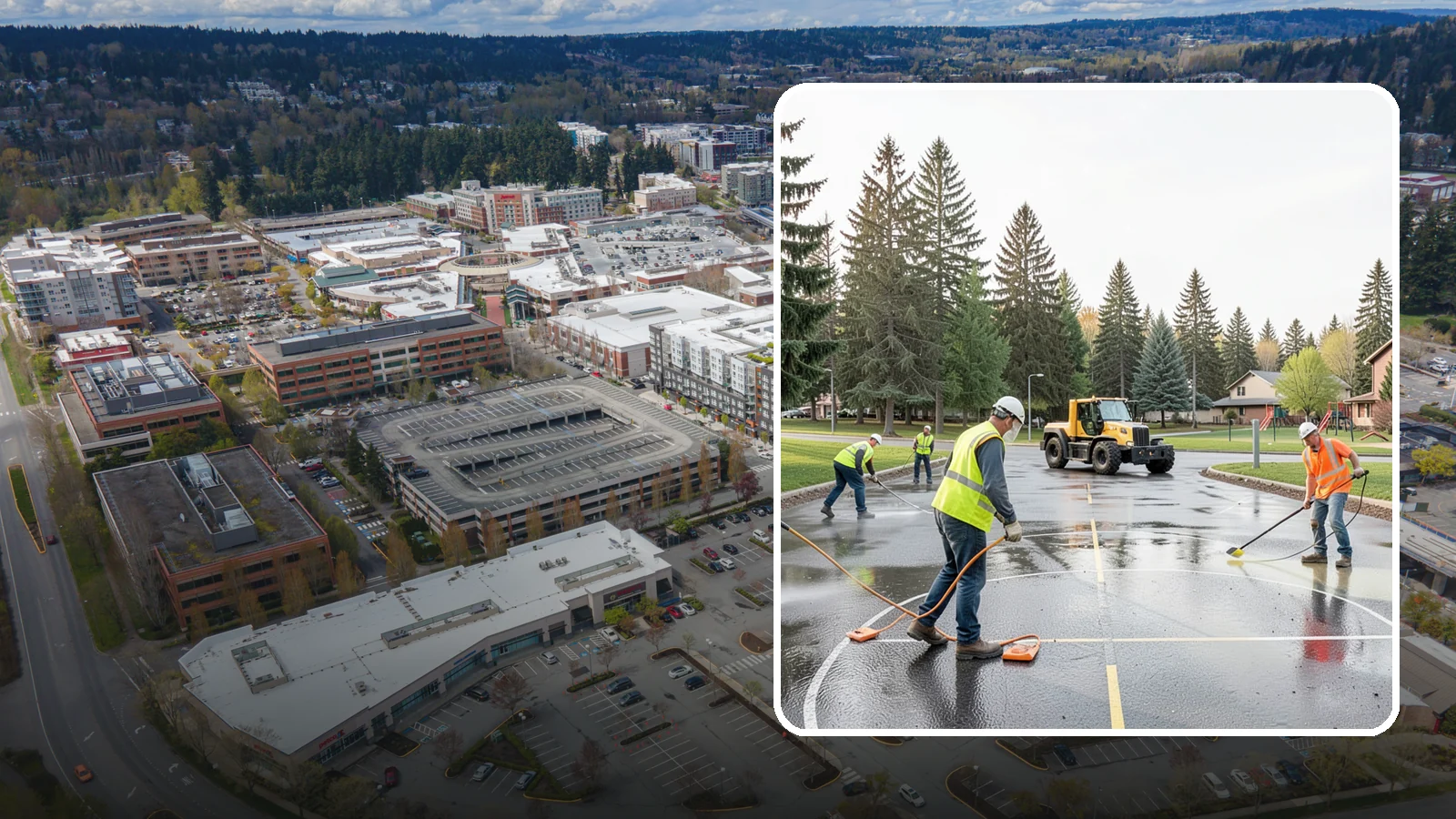 Basketball Court Cleaning in Redmond, King County, WA - Pressure cleaning that restores traction and appearance to outdoor public basketball courts.