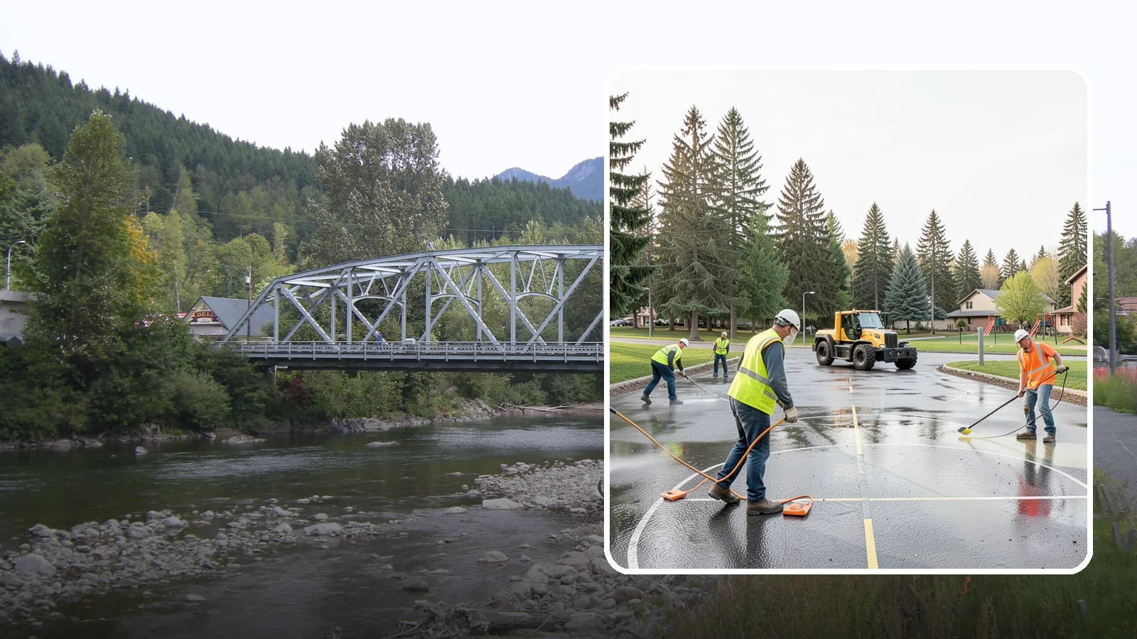 Basketball Court Cleaning in Skykomish, King County, WA - Pressure cleaning that restores traction and appearance to outdoor public basketball courts.
