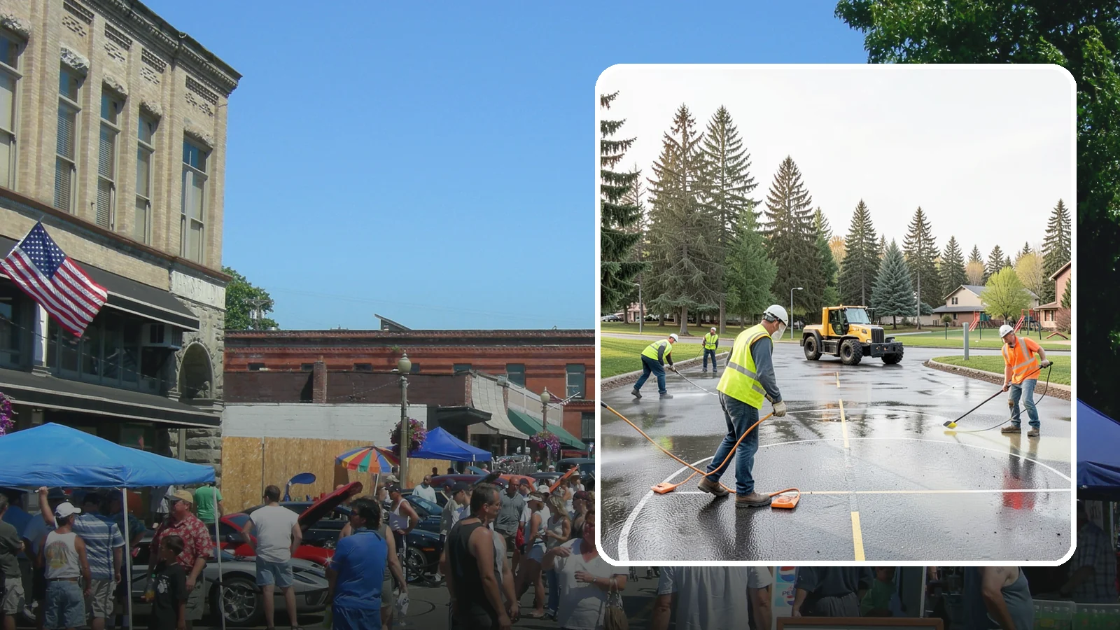 Basketball Court Cleaning in Snohomish, Snohomish County, WA - Pressure cleaning that restores traction and appearance to outdoor public basketball courts.