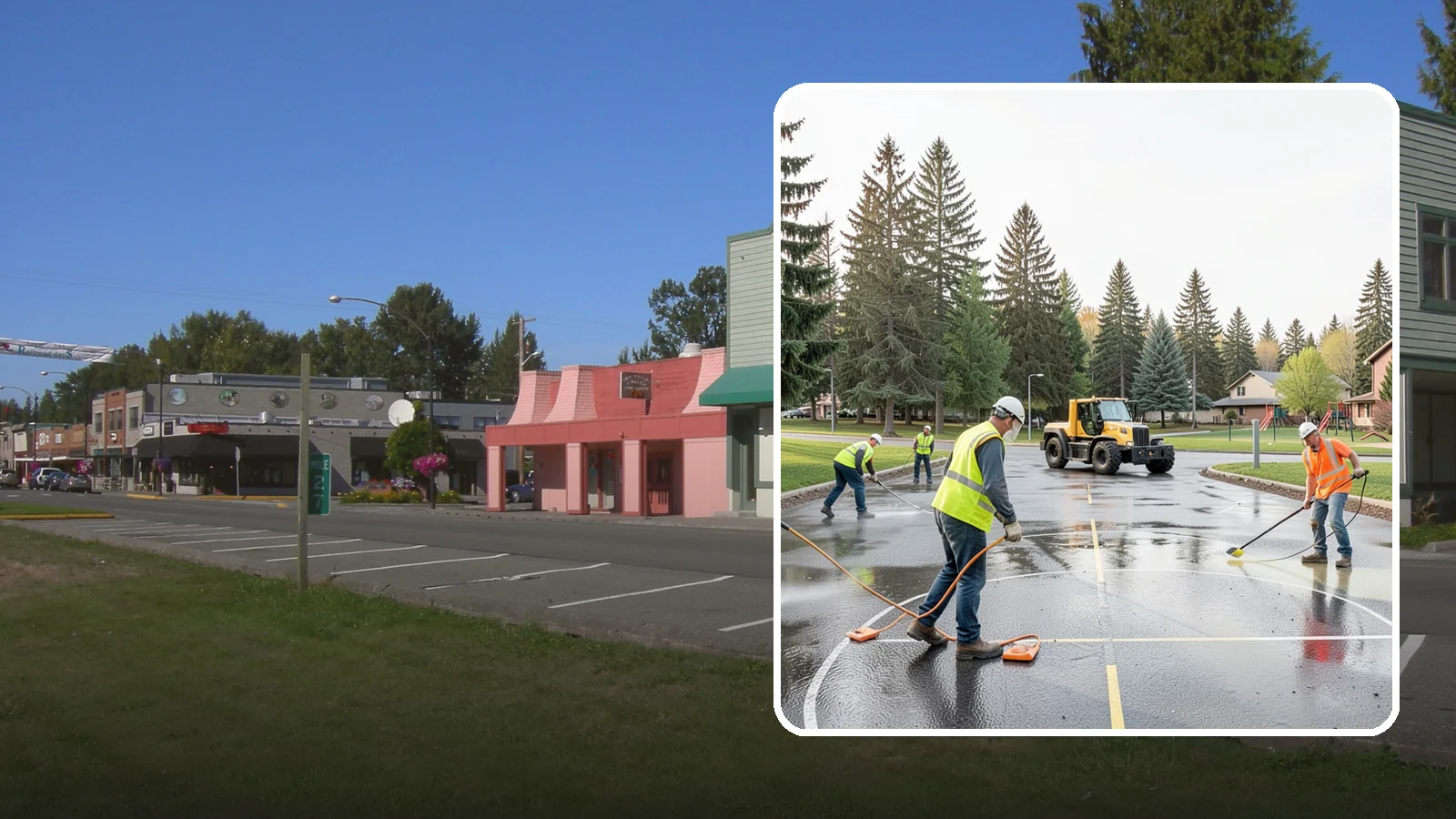 Basketball Court Cleaning in Snoqualmie, King County, WA - Pressure cleaning that restores traction and appearance to outdoor public basketball courts.