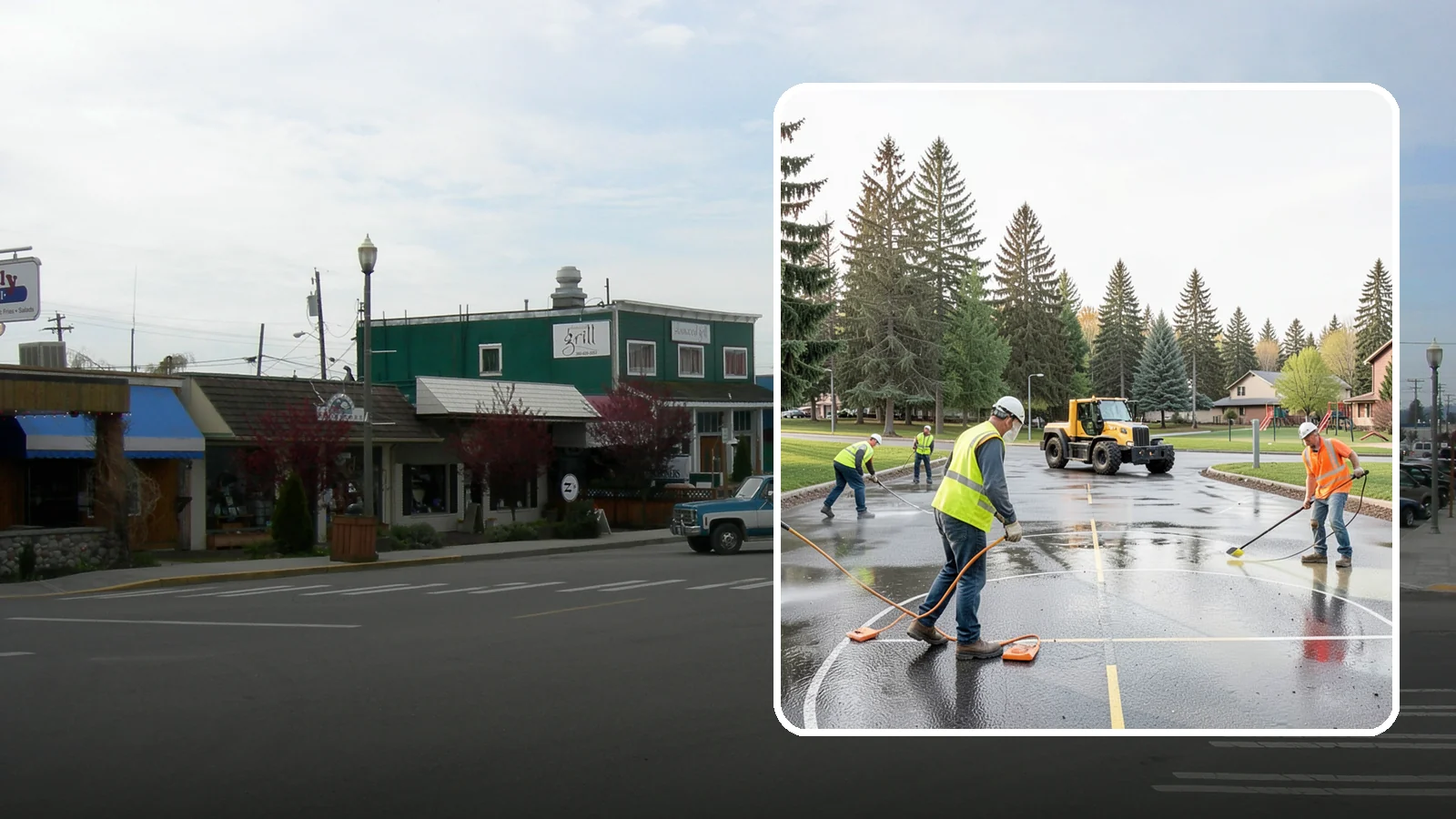 Basketball Court Cleaning in Stanwood, Snohomish County, WA - Pressure cleaning that restores traction and appearance to outdoor public basketball courts.