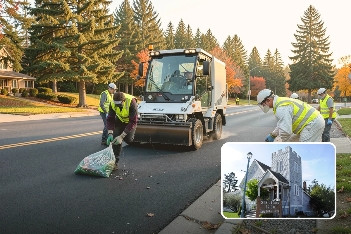 Basketball Court Cleaning in Steilacoom, Pierce County, WA - Restores slip resistance on moisture-prone outdoor surfaces