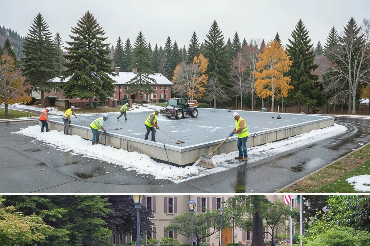 Basketball Court Cleaning in Woodinville, King County, WA - Cleaning is most effective from spring through fall, with a pre-season wash recommended before summer programming begins.