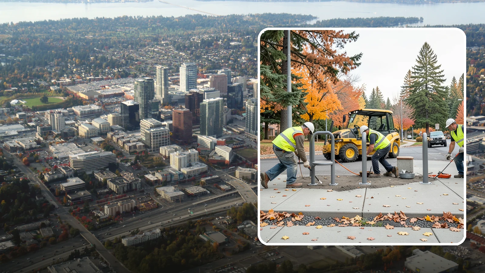 Bench Installation in Bellevue, King County, WA - We install park and streetscape benches on engineered footings with anchoring that resists theft and vandalism.