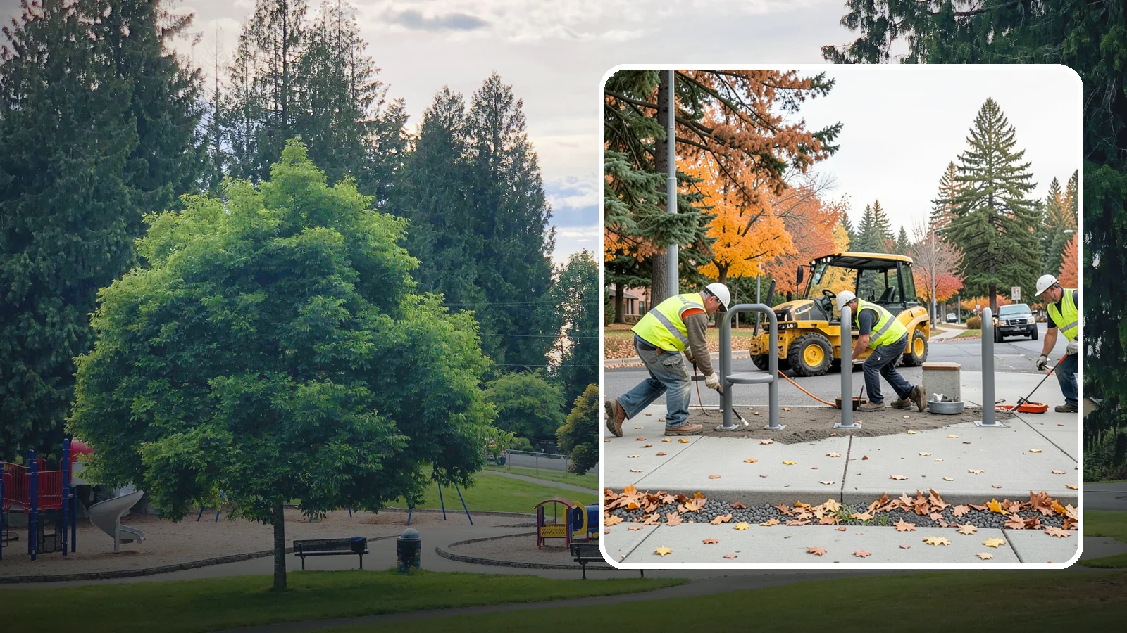 Bench Installation in Bonney Lake, Pierce County, WA - We install park and streetscape benches on engineered footings with anchoring that resists theft and vandalism.