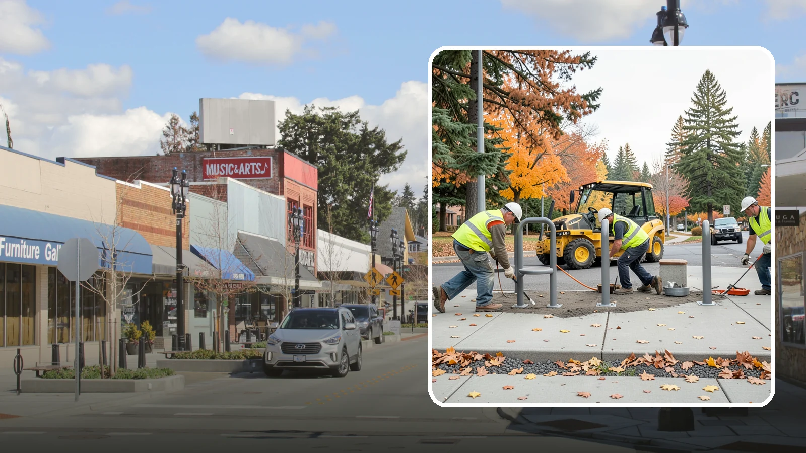 Bench Installation in Bothell, King County, WA - We install park and streetscape benches on engineered footings with anchoring that resists theft and vandalism.