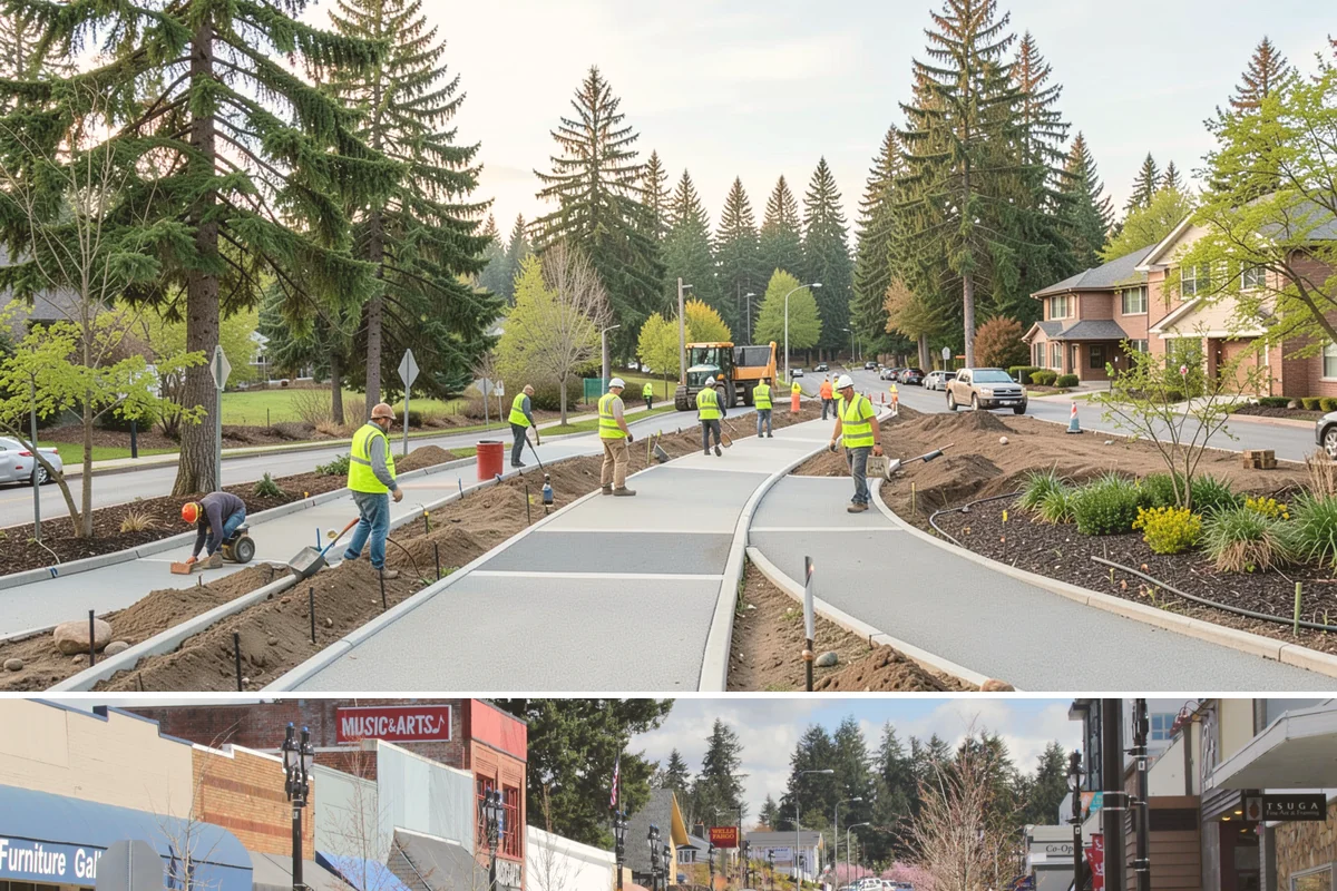 Bench Installation in Bothell, King County, WA - Concrete-pad installations favor drier months for reliable cures, while surface-anchored benches on existing hardscape can be set...