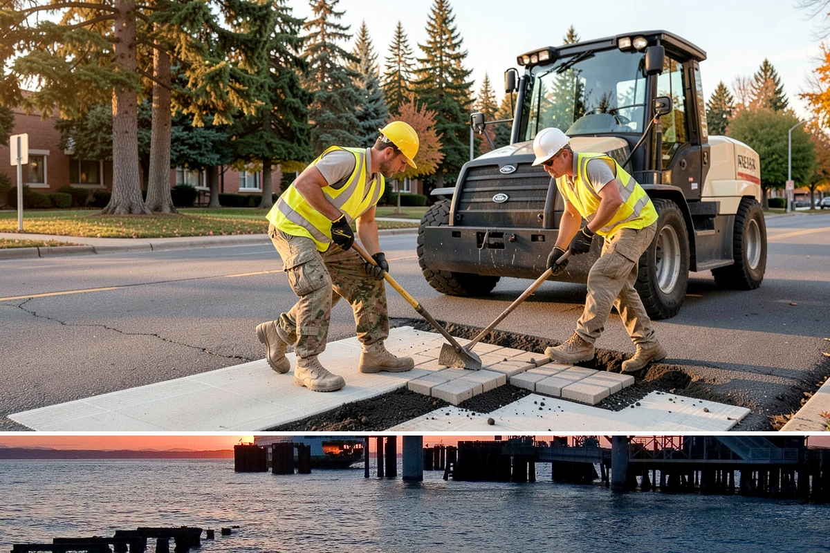 Bench Installation in Edmonds, Snohomish County, WA - Concrete-pad installations favor drier months for reliable cures, while surface-anchored benches on existing hardscape can be set...