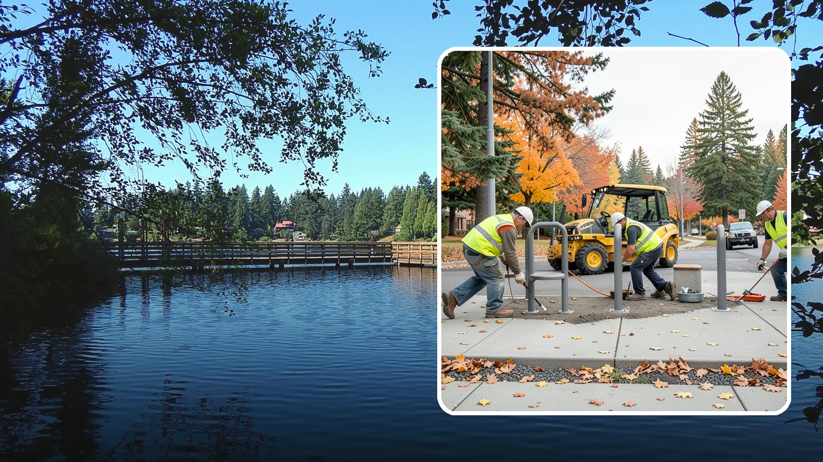 Bench Installation in Federal Way, King County, WA - We install park and streetscape benches on engineered footings with anchoring that resists theft and vandalism.