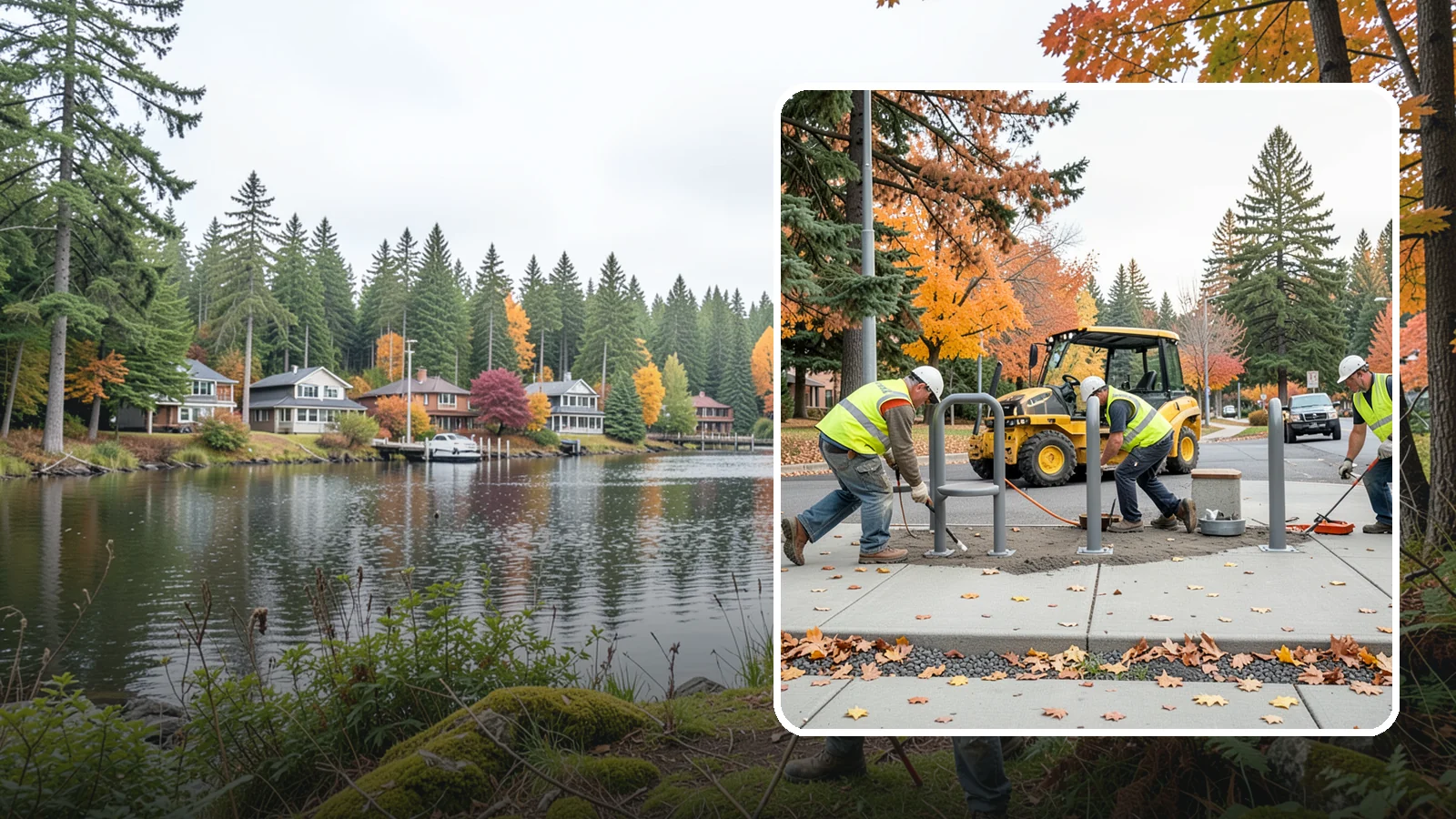 Bench Installation in La Conner, Skagit County, WA - We install park and streetscape benches on engineered footings with anchoring that resists theft and vandalism.