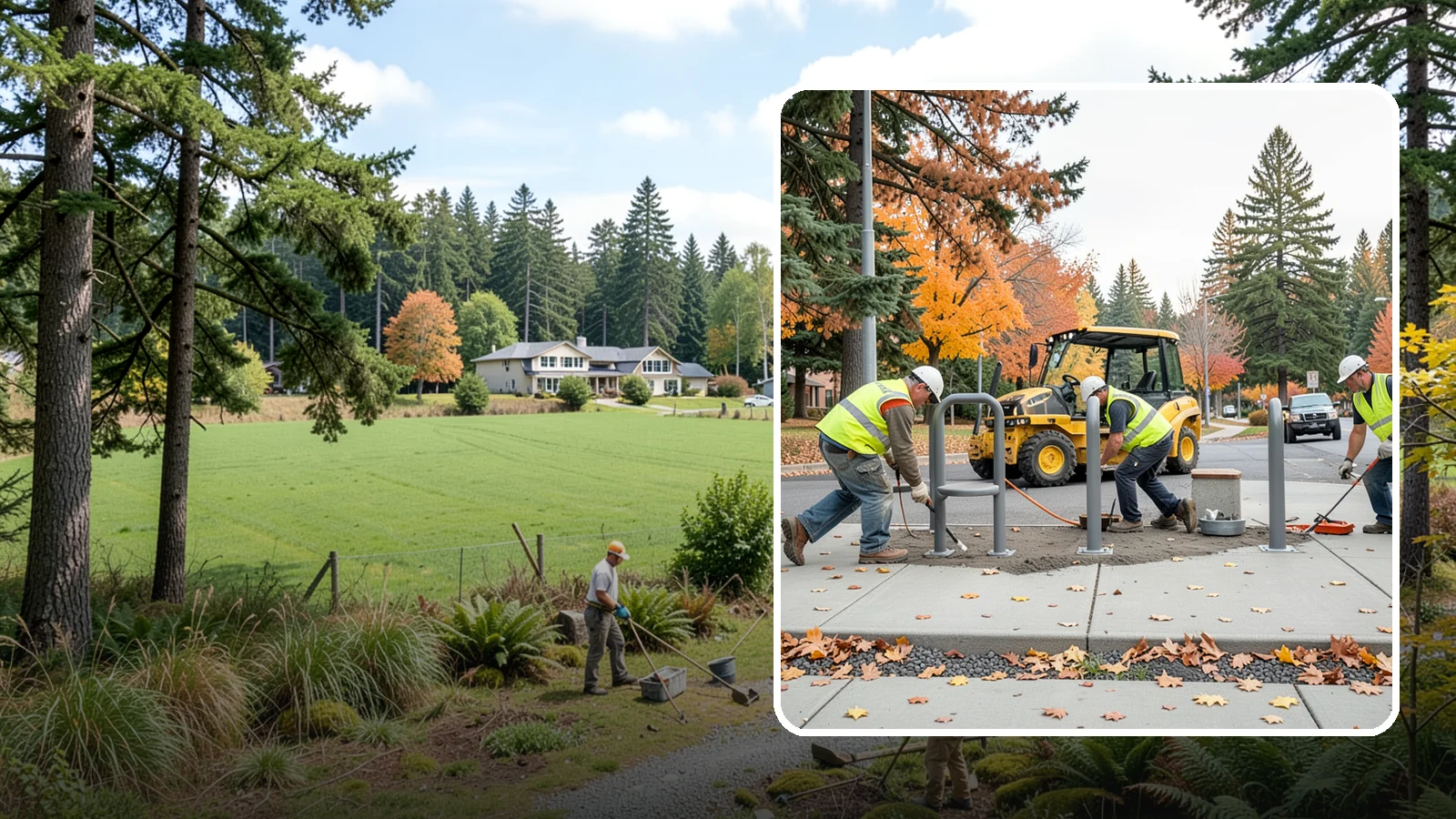 Bench Installation in Lyman, Skagit County, WA - We install park and streetscape benches on engineered footings with anchoring that resists theft and vandalism.
