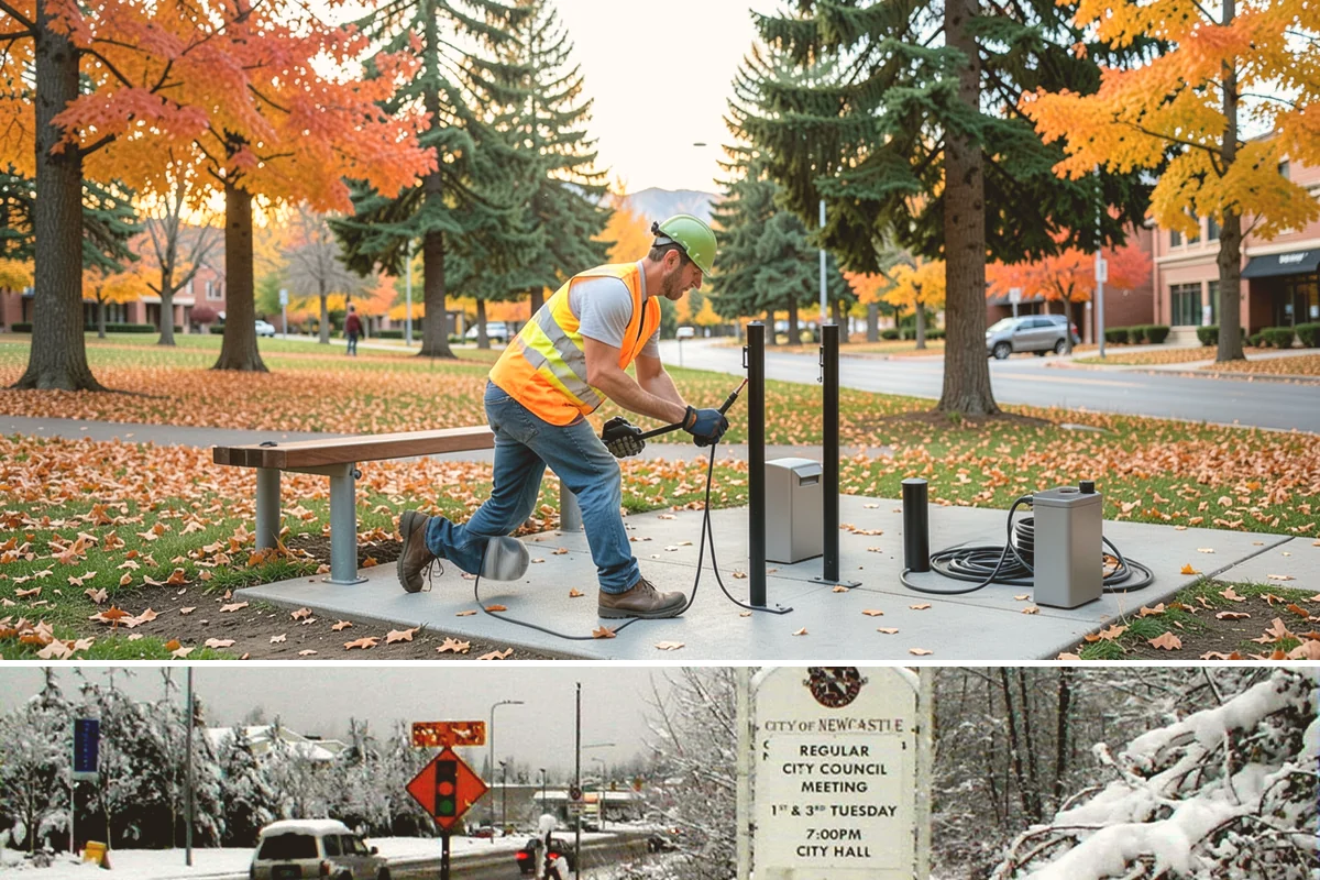Bench Installation in Newcastle, King County, WA - Concrete-pad installations favor drier months for reliable cures, while surface-anchored benches on existing hardscape can be set...