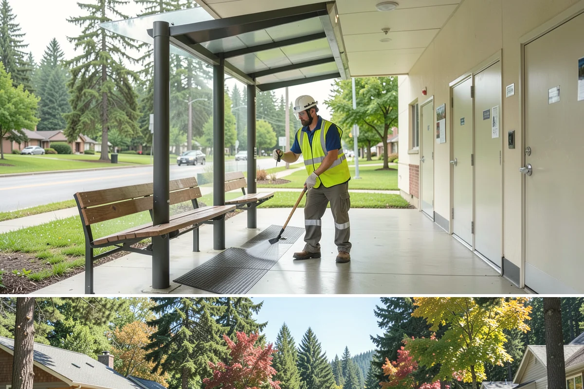 Bench Installation in Orting, Pierce County, WA - Concrete-pad installations favor drier months for reliable cures, while surface-anchored benches on existing hardscape can be set...