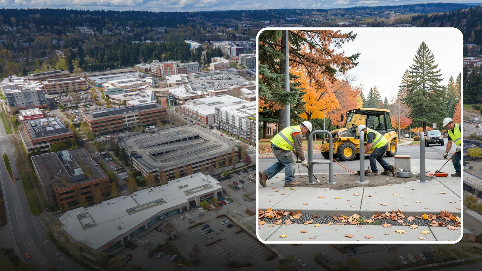 Bench Installation in Redmond, King County, WA - We install park and streetscape benches on engineered footings with anchoring that resists theft and vandalism.
