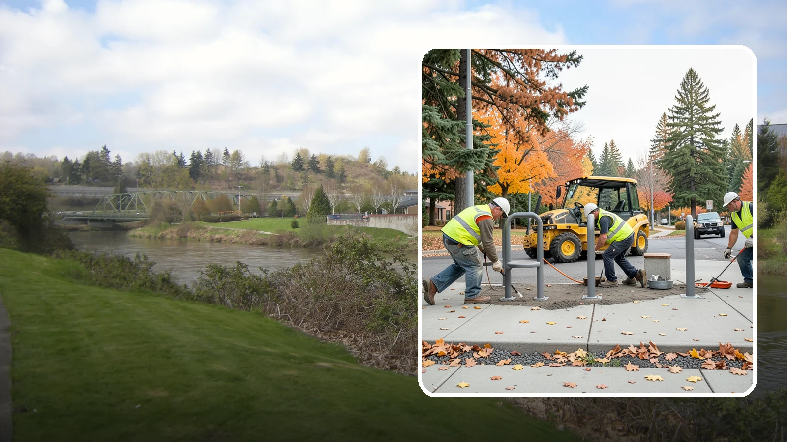 Bench Installation in Tukwila, King County, WA - We install park and streetscape benches on engineered footings with anchoring that resists theft and vandalism.