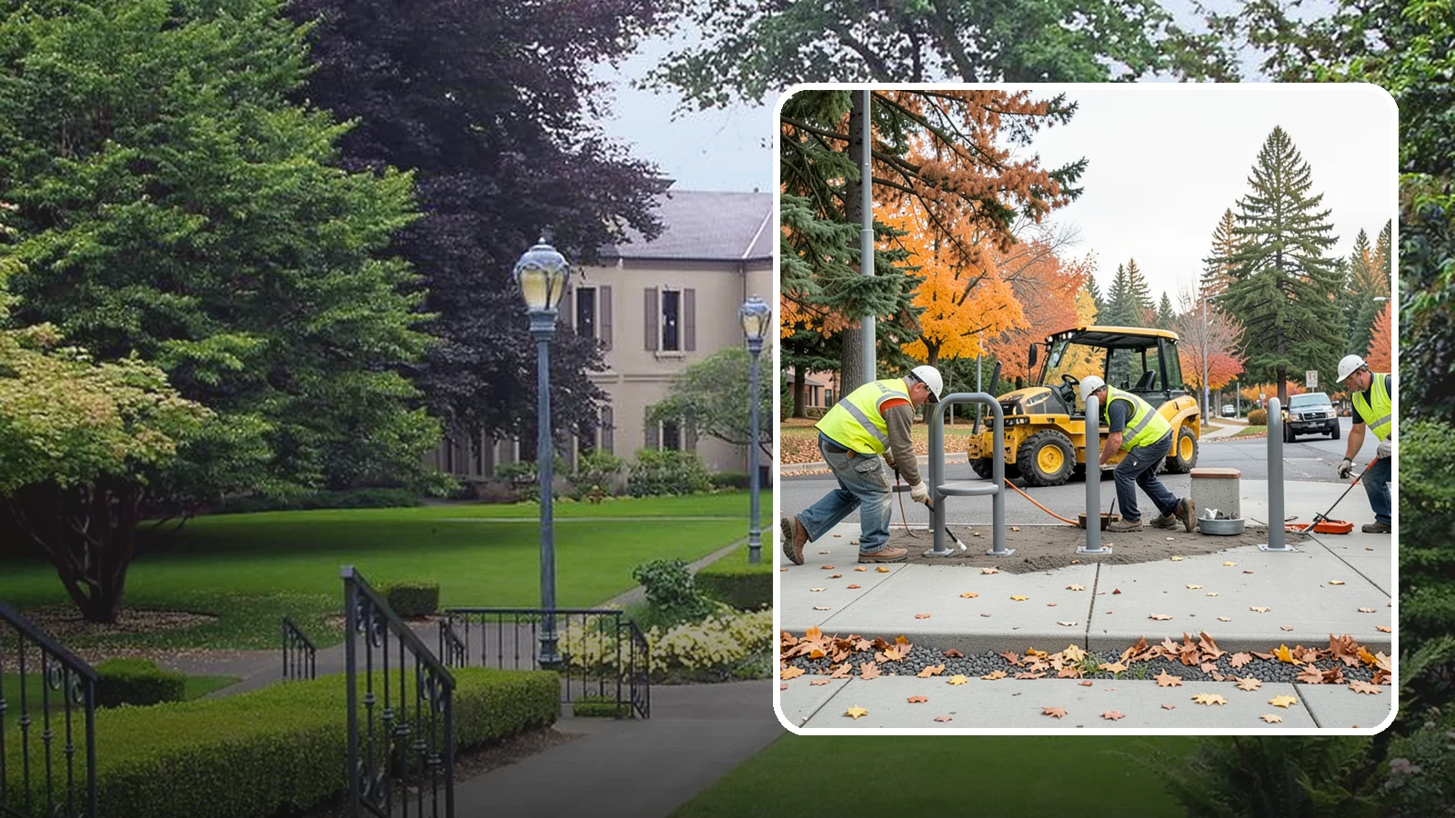 Bench Installation in Woodinville, King County, WA - We install park and streetscape benches on engineered footings with anchoring that resists theft and vandalism.