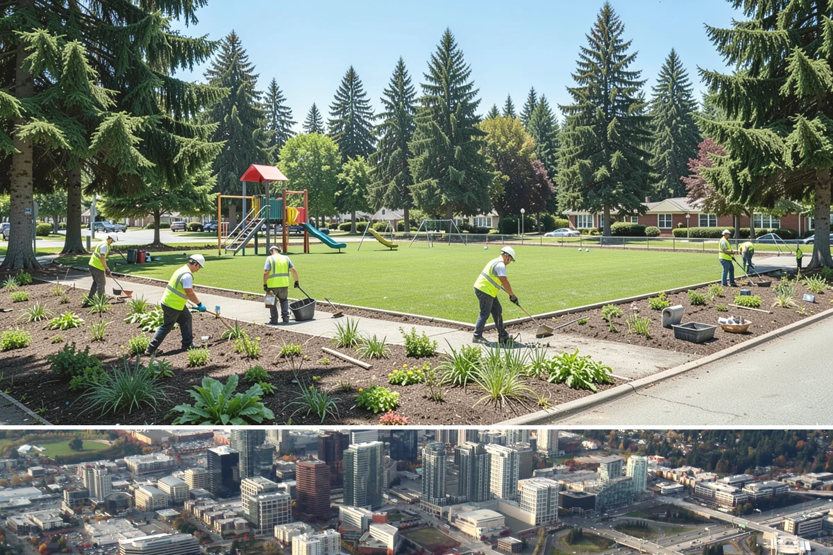 Bench Replacement in Bellevue, King County, WA - Replacement routing runs year-round, with pad repairs and new footings best scheduled during drier weather.