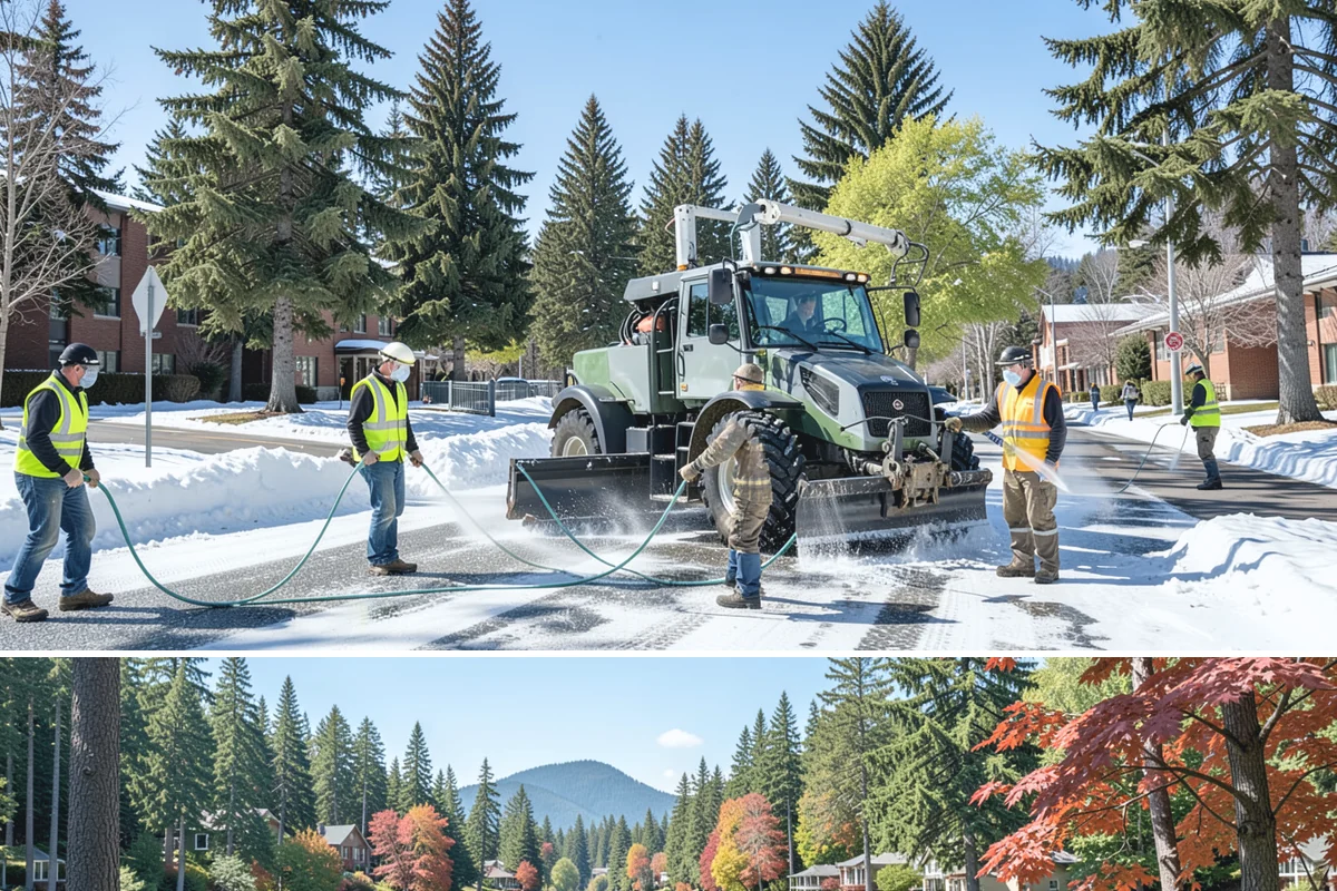 Bench Replacement in Covington, King County, WA - Replacement routing runs year-round, with pad repairs and new footings best scheduled during drier weather.