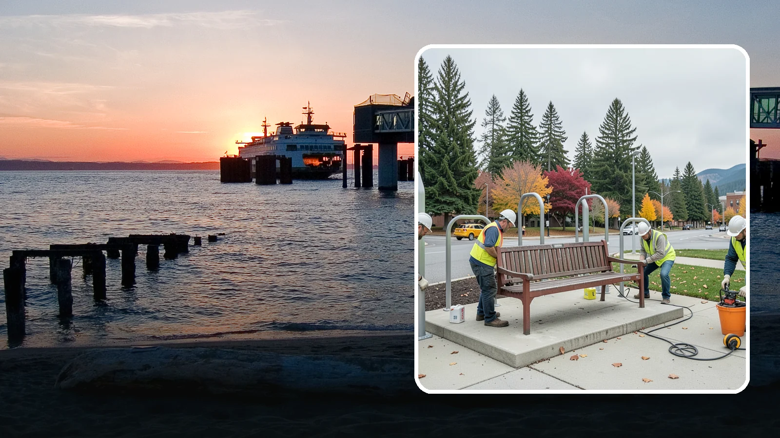 Bench Replacement in Edmonds, Snohomish County, WA - We remove failed benches and install replacements while reusing sound pads and footings where possible.