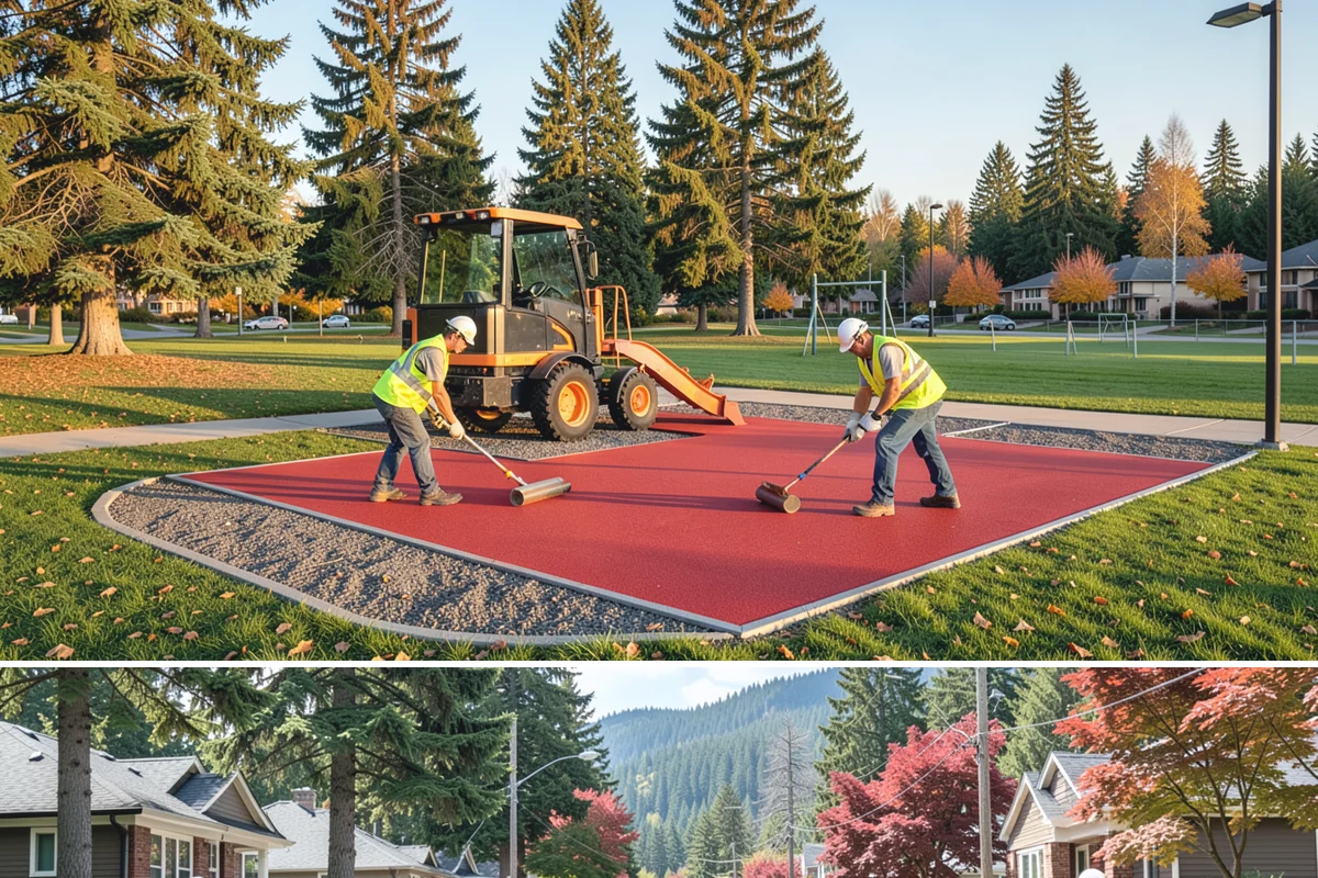 Bench Replacement in Hunts Point, King County, WA - Replacement routing runs year-round, with pad repairs and new footings best scheduled during drier weather.