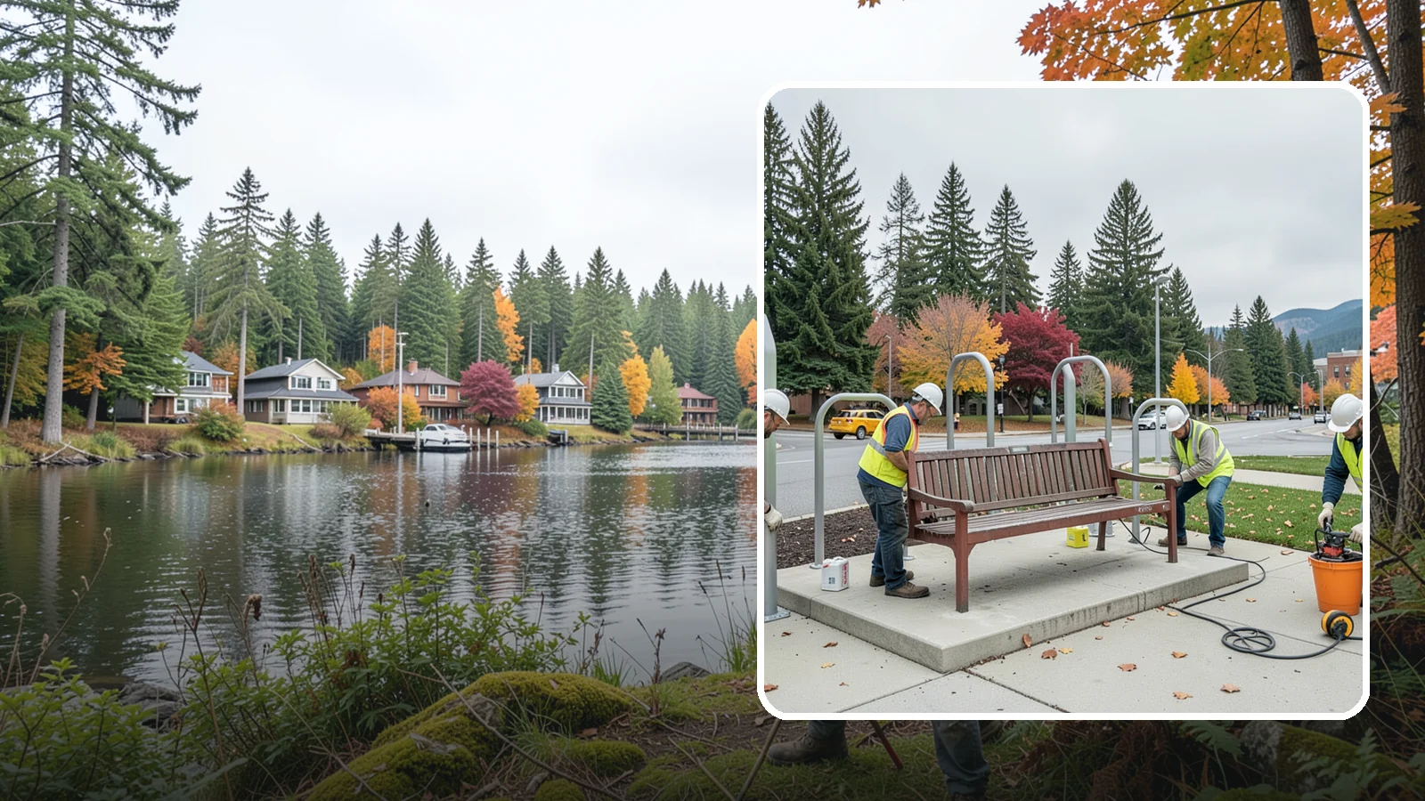 Bench Replacement in La Conner, Skagit County, WA - We remove failed benches and install replacements while reusing sound pads and footings where possible.