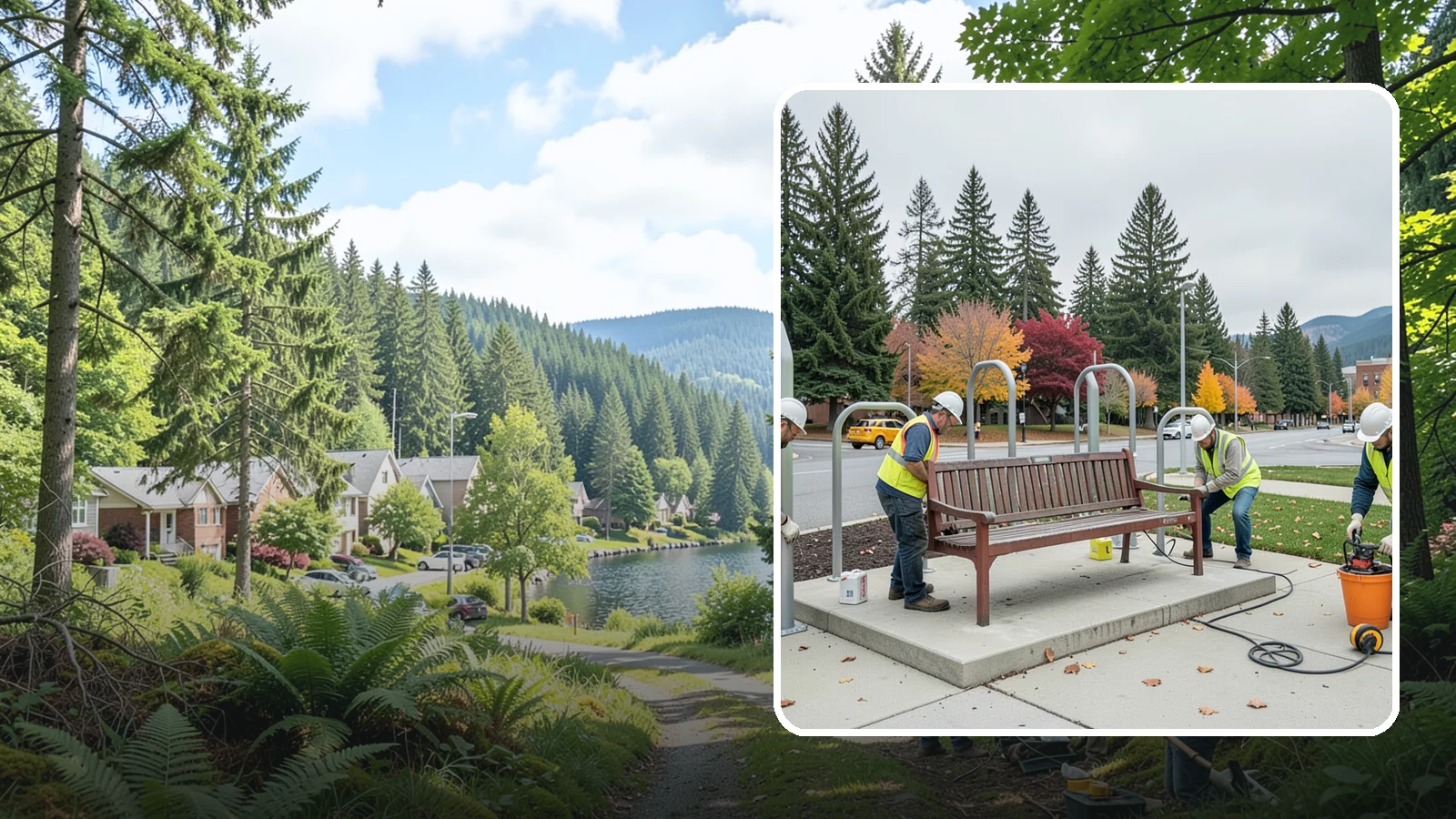 Bench Replacement in Lake Forest Park, King County, WA - We remove failed benches and install replacements while reusing sound pads and footings where possible.