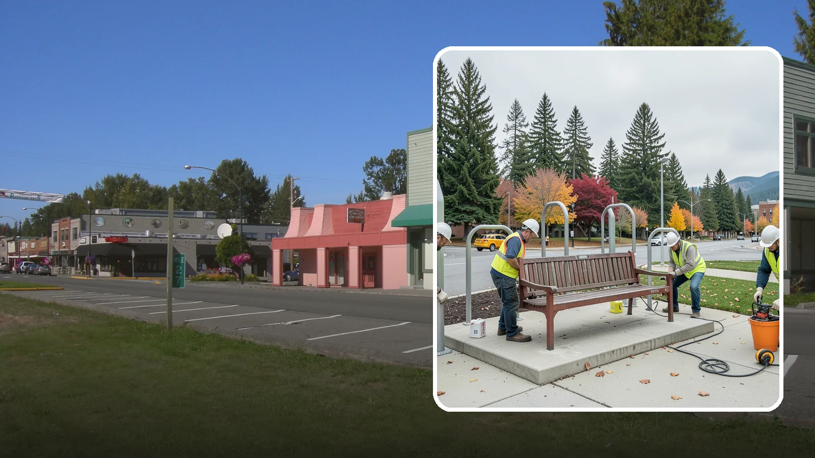 Bench Replacement in Snoqualmie, King County, WA - We remove failed benches and install replacements while reusing sound pads and footings where possible.