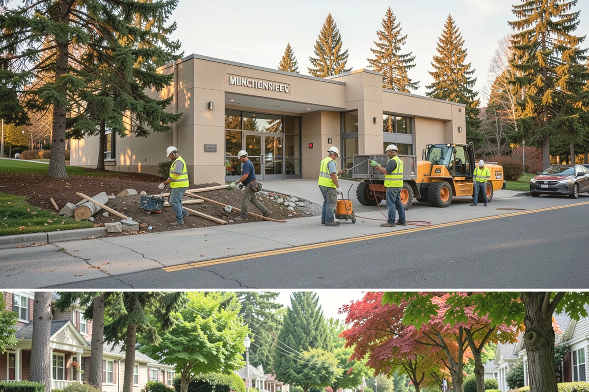 Bike Rack Installation in Beaux Arts Village, King County, WA - Core-drilled installs proceed year-round on existing hardscape, while new footings favor drier weather for concrete cures.