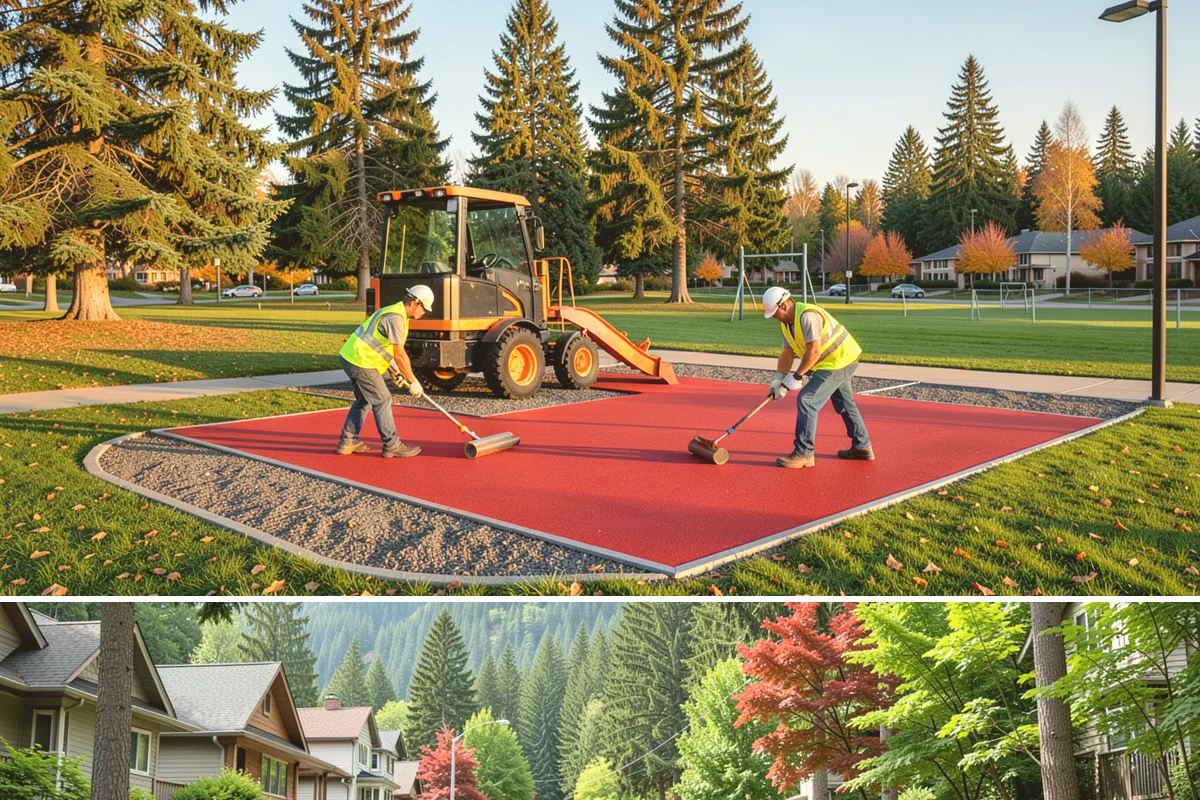 Bike Rack Installation in Darrington, Snohomish County, WA - Core-drilled installs proceed year-round on existing hardscape, while new footings favor drier weather for concrete cures.