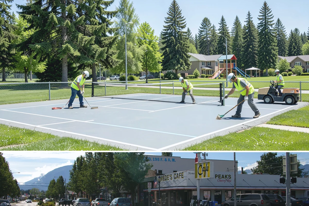 Bike Rack Installation in North Bend, King County, WA - Core-drilled installs proceed year-round on existing hardscape, while new footings favor drier weather for concrete cures.