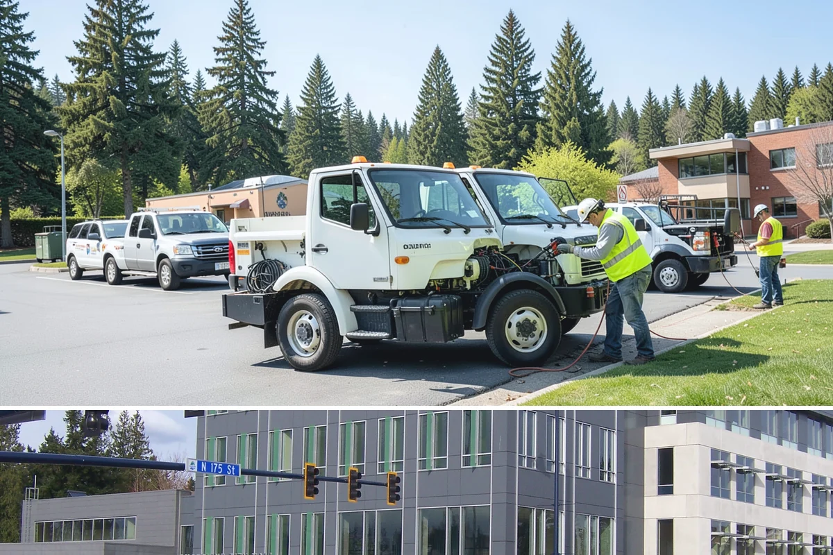 Bike Rack Installation in Shoreline, King County, WA - Core-drilled installs proceed year-round on existing hardscape, while new footings favor drier weather for concrete cures.