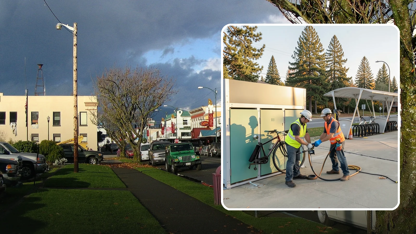 Bike Repair Station Installation in Arlington, Snohomish County, WA - Installation of public bike repair stations and pumps supporting active transportation and trail connectivity.