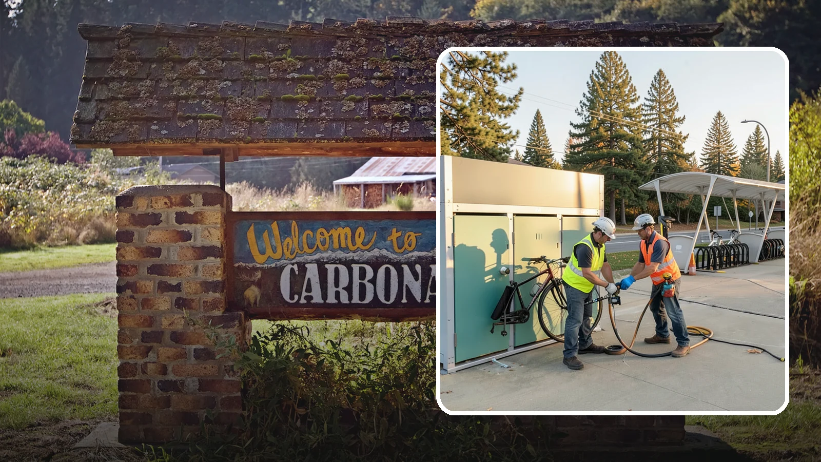 Bike Repair Station Installation in Carbonado, Pierce County, WA - Installation of public bike repair stations and pumps supporting active transportation and trail connectivity.