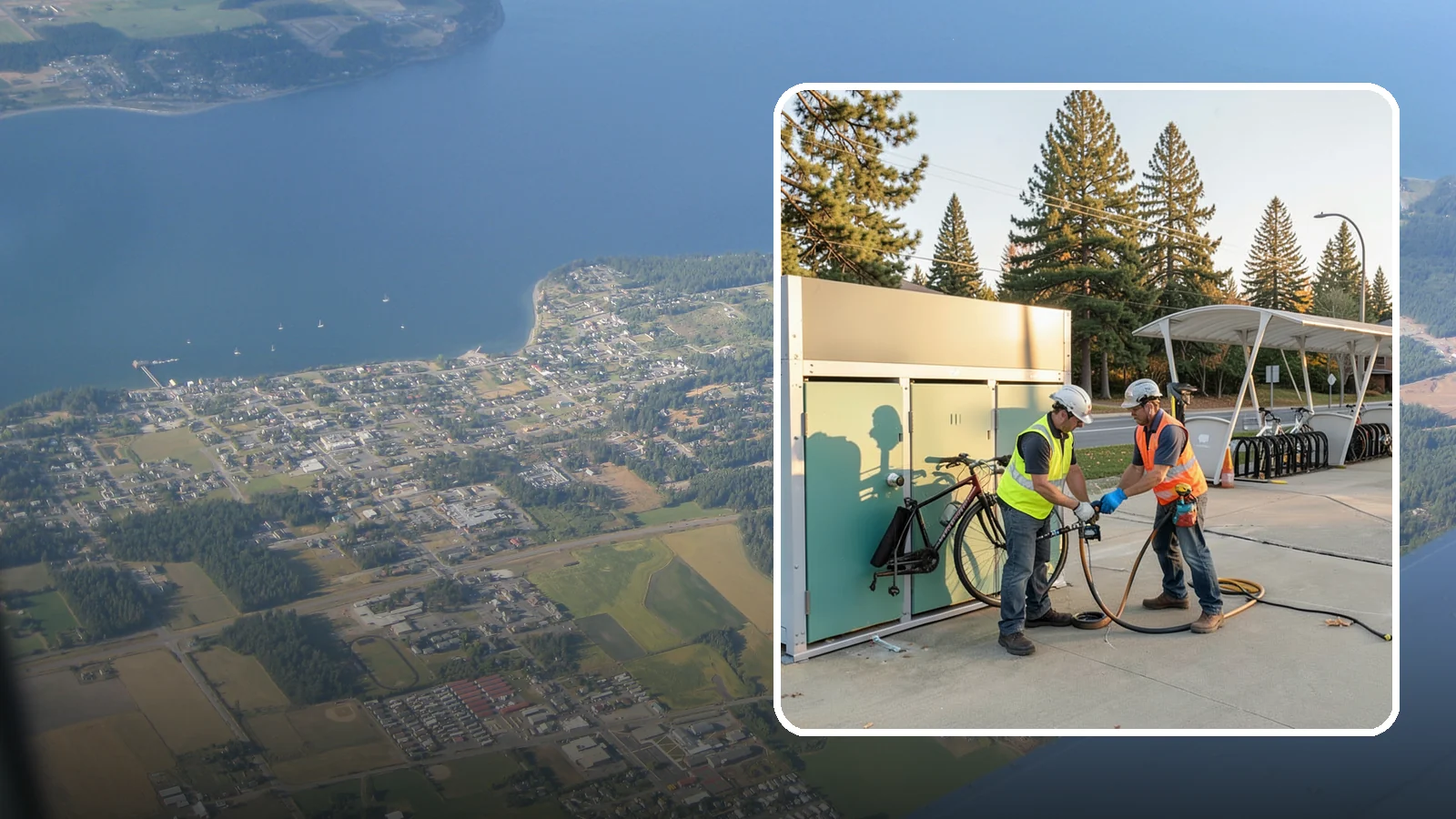 Bike Repair Station Installation in Coupeville, Island County, WA - Installation of public bike repair stations and pumps supporting active transportation and trail connectivity.