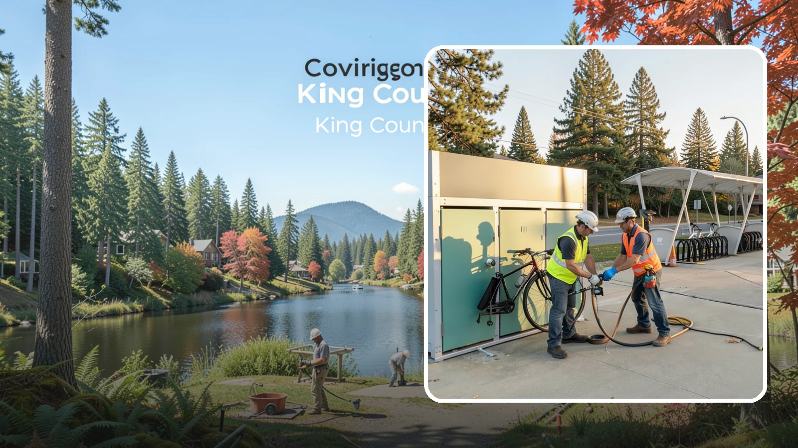 Bike Repair Station Installation in Covington, King County, WA - Installation of public bike repair stations and pumps supporting active transportation and trail connectivity.