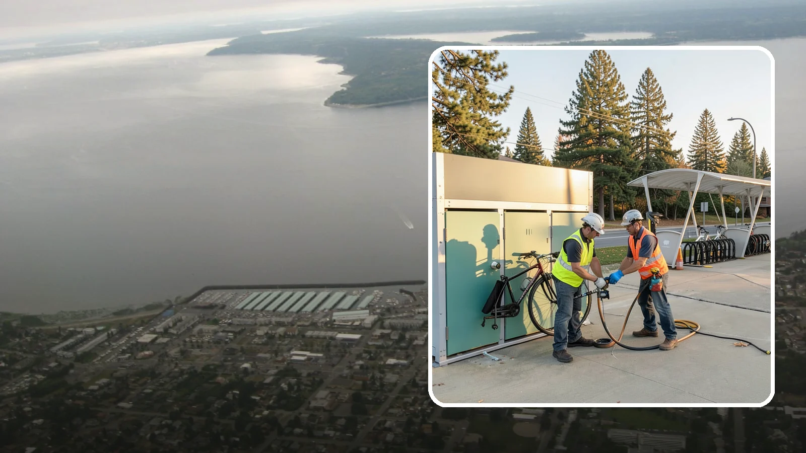 Bike Repair Station Installation in Des Moines, King County, WA - Installation of public bike repair stations and pumps supporting active transportation and trail connectivity.