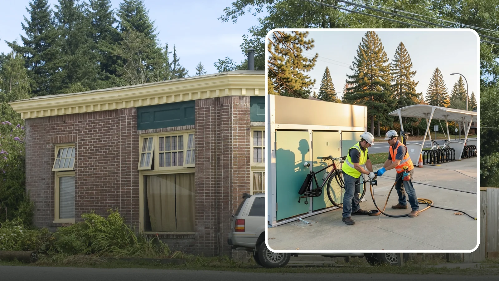 Bike Repair Station Installation in Hamilton, Skagit County, WA - Installation of public bike repair stations and pumps supporting active transportation and trail connectivity.