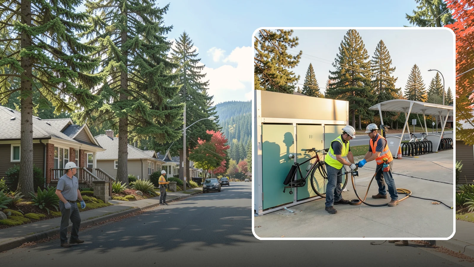Bike Repair Station Installation in Hunts Point, King County, WA - Installation of public bike repair stations and pumps supporting active transportation and trail connectivity.