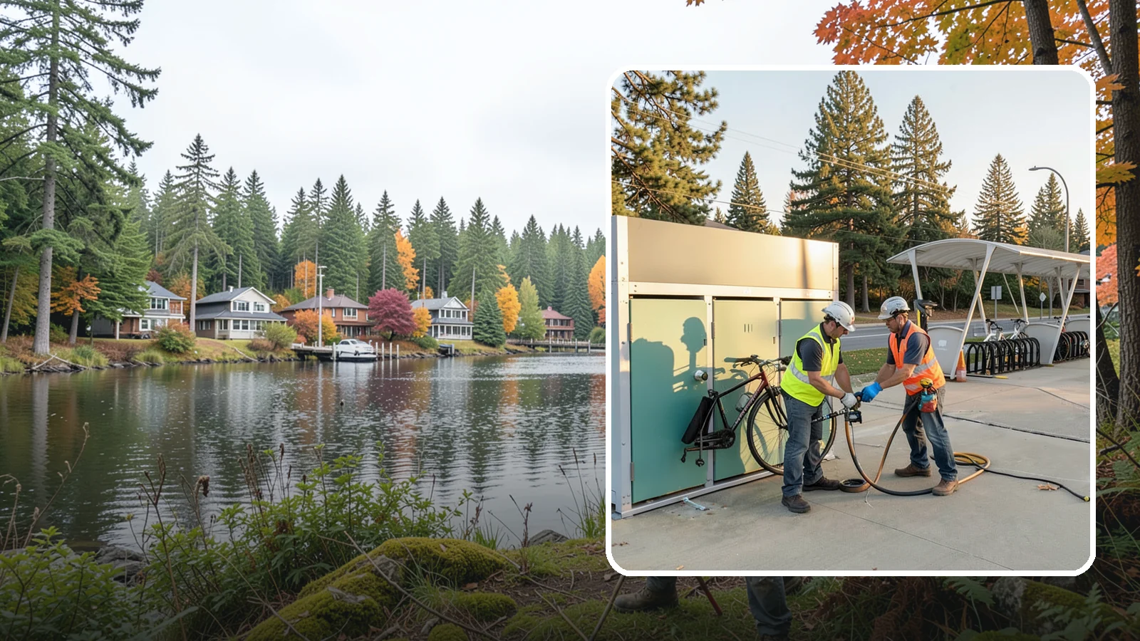 Bike Repair Station Installation in La Conner, Skagit County, WA - Installation of public bike repair stations and pumps supporting active transportation and trail connectivity.