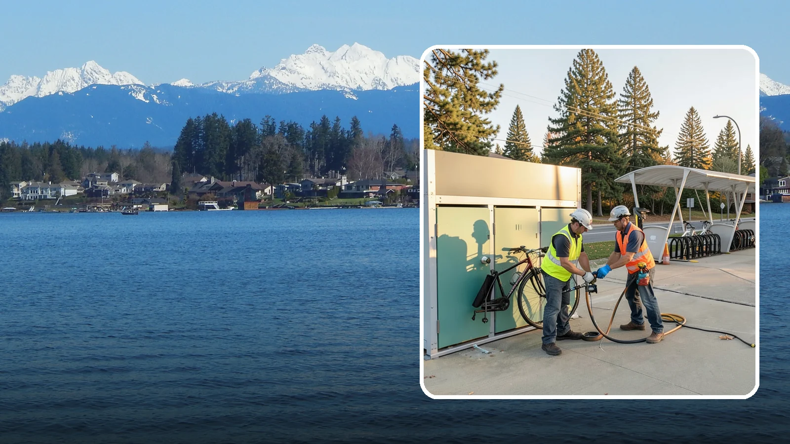 Bike Repair Station Installation in Lake Stevens, Snohomish County, WA - Installation of public bike repair stations and pumps supporting active transportation and trail connectivity.
