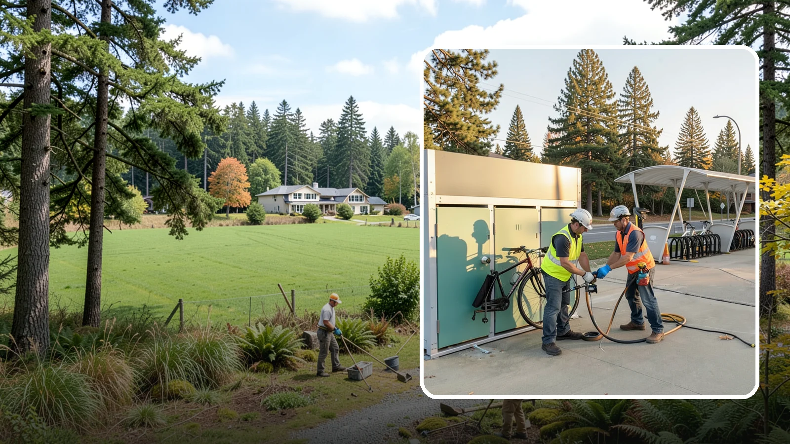 Bike Repair Station Installation in Lyman, Skagit County, WA - Installation of public bike repair stations and pumps supporting active transportation and trail connectivity.