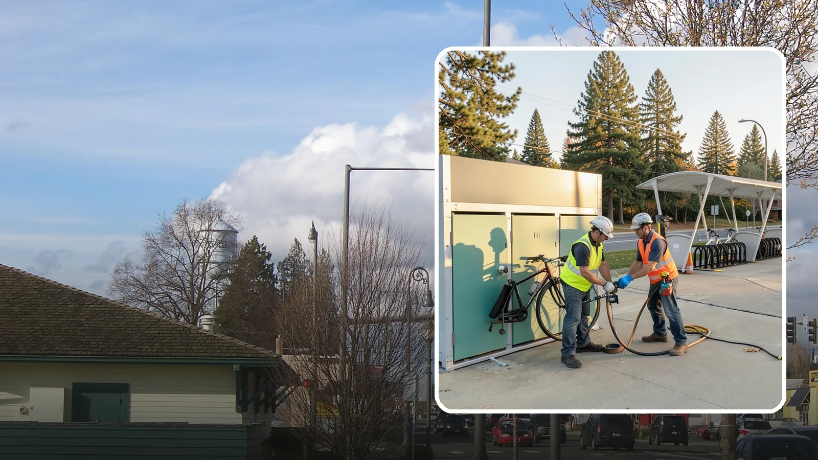 Bike Repair Station Installation in Marysville, Snohomish County, WA - Installation of public bike repair stations and pumps supporting active transportation and trail connectivity.