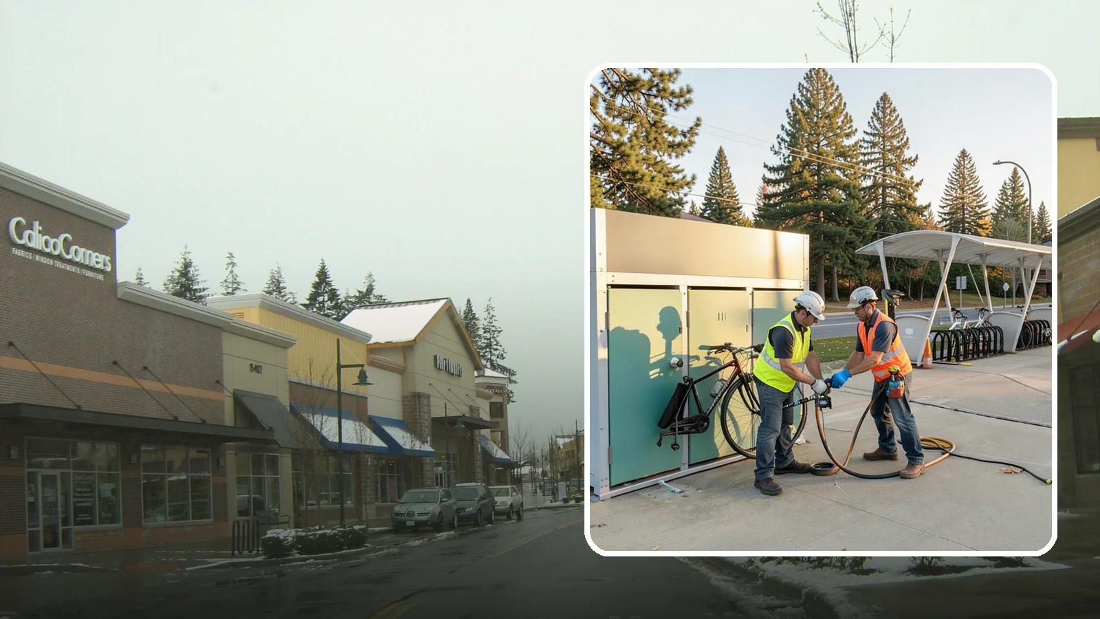 Bike Repair Station Installation in Mill Creek, Snohomish County, WA - Installation of public bike repair stations and pumps supporting active transportation and trail connectivity.