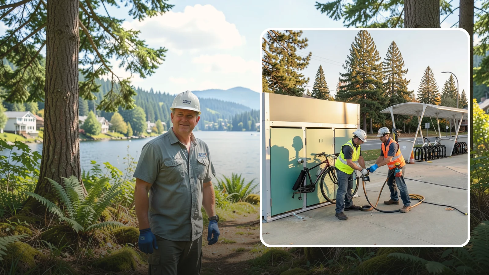 Bike Repair Station Installation in Milton, King County, WA - Installation of public bike repair stations and pumps supporting active transportation and trail connectivity.